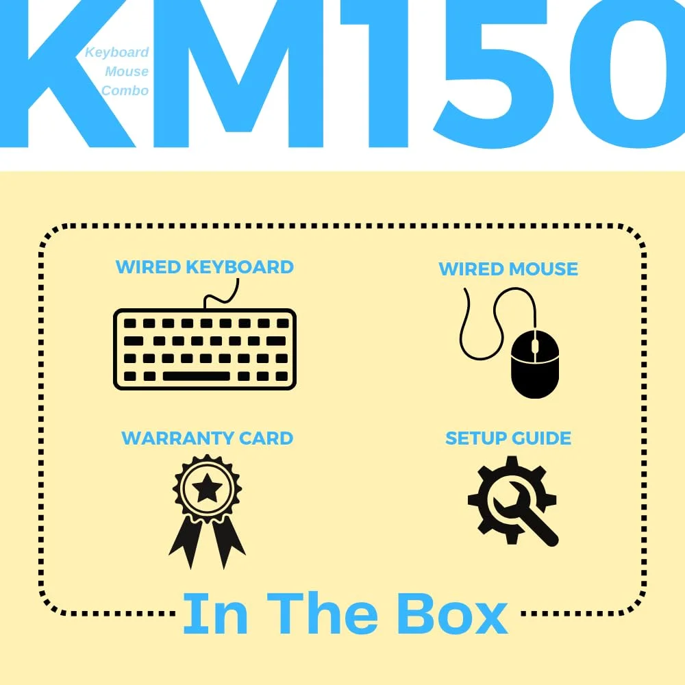 HP KM150 Wired Keyboard and Mouse Combo | Full-Size Keyboard| 1600 DPI Optical Sensor Mouse| USB Plug-and-Play |12 Shortcut Keys| Adjustable Slope image 6
