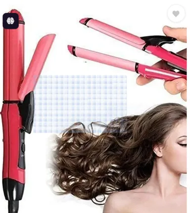 Nova Ceramic 2 in 1 Hair Straightener and Curler for Women | Professional Pink Styling Tool for Frizzy | Thick and Fine Hair thumbnail 2