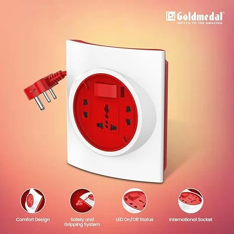 Goldmedal G Smart 3 Pin Extension Cord with International Sockets, Master Switch & 5M Power Cord | Best Power Strip for Home & Travel image 2