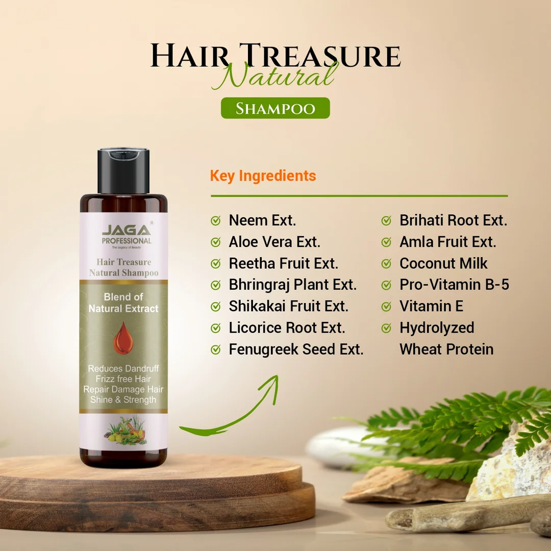 Jaga Professional Hair Treasure Natural Shampoo – 100% Organic Sulfate-Free Shampoo for Healthy, Thick Hair and Hair Growth image 3