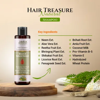 Jaga Professional Hair Treasure Natural Shampoo – 100% Organic Sulfate-Free Shampoo for Healthy, Thick Hair and Hair Growth thumbnail 2
