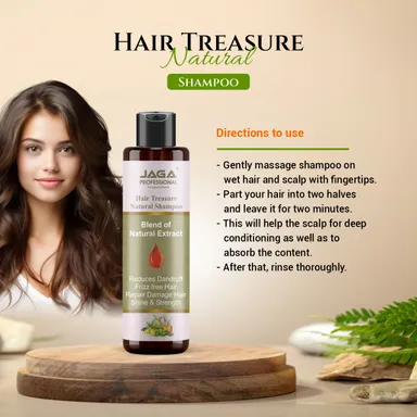 Jaga Professional Hair Treasure Natural Shampoo – 100% Organic Sulfate-Free Shampoo for Healthy, Thick Hair and Hair Growth thumbnail 4
