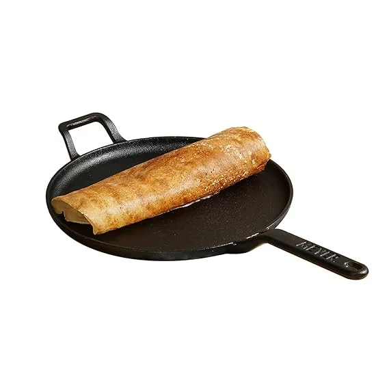 Super Smooth Cast Iron Dosa Tawa Heavy Duty Pre-Seasoned Iron Tawa for Crispy Dosa Roti Chapati Non-Toxic Indian Cookware Gas & Induction Compatible Kitchen Pan 10–12 Inch image 1