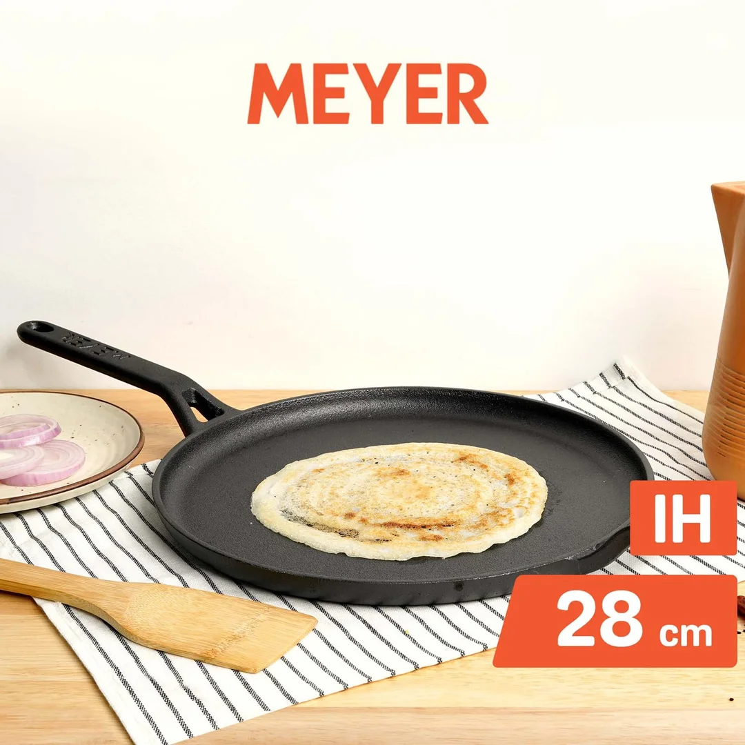 Super Smooth Cast Iron Dosa Tawa Heavy Duty Pre-Seasoned Iron Tawa for Crispy Dosa Roti Chapati Non-Toxic Indian Cookware Gas & Induction Compatible Kitchen Pan 10–12 Inch image 2