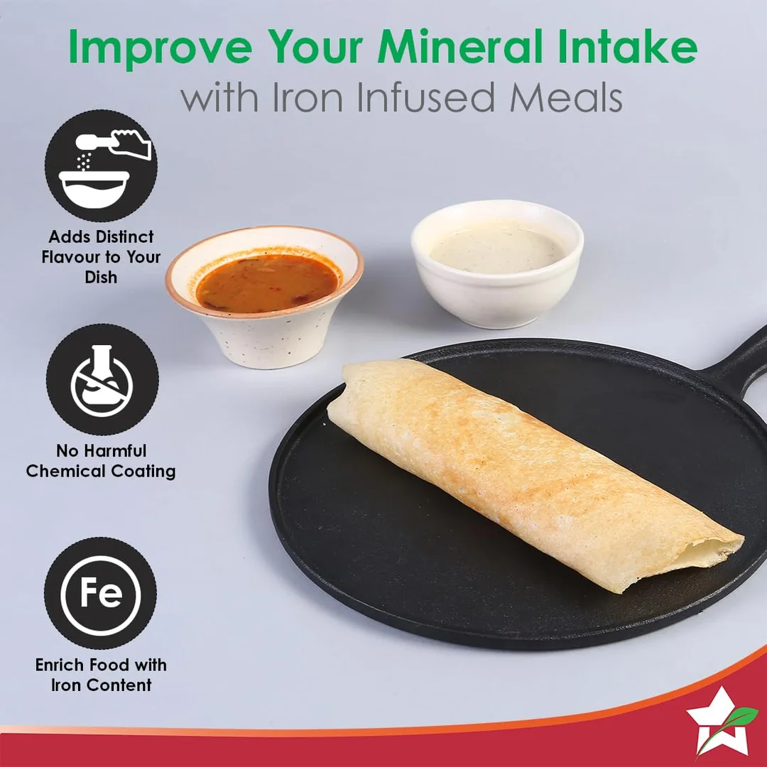 Forza Pre-Seasoned Cast-Iron Dosa Tawa 27 cm image 3