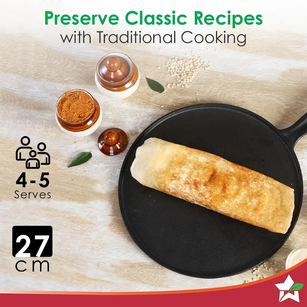 Forza Pre-Seasoned Cast-Iron Dosa Tawa 27 cm image 7