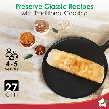 Forza Pre-Seasoned Cast-Iron Dosa Tawa 27 cm thumbnail 6