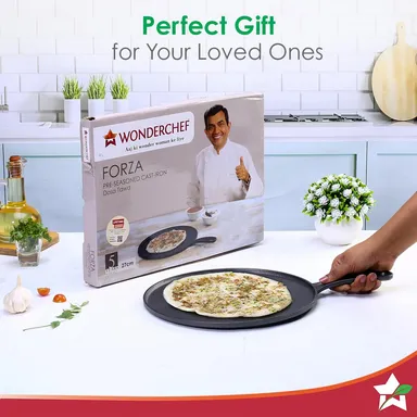 Forza Pre-Seasoned Cast-Iron Dosa Tawa 27 cm thumbnail 7