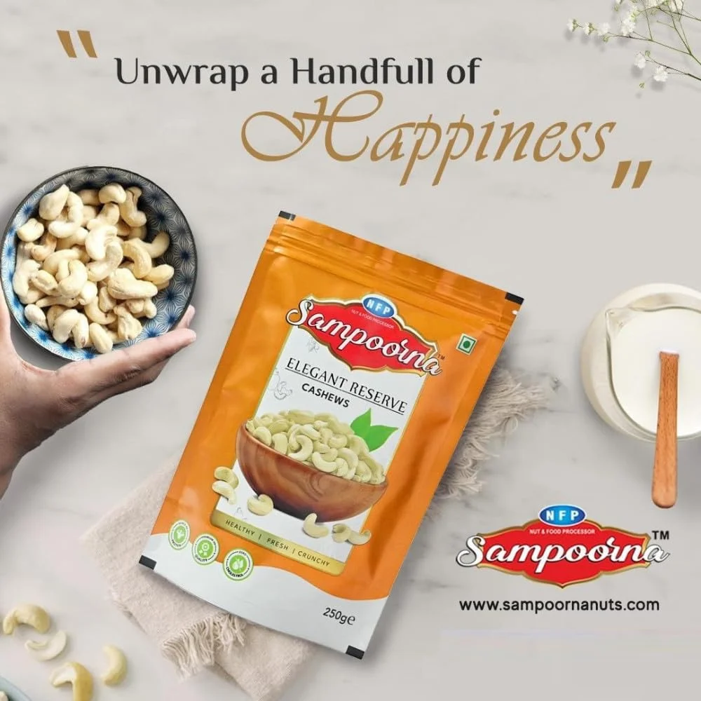  Sampoorna Premium Organic Cashew Nuts | Gluten-Free| Unsalted Dry Fruits Combo Pack 250g | 2 | Healthy Snack for Gifting| Cooking, Daily Use image 3