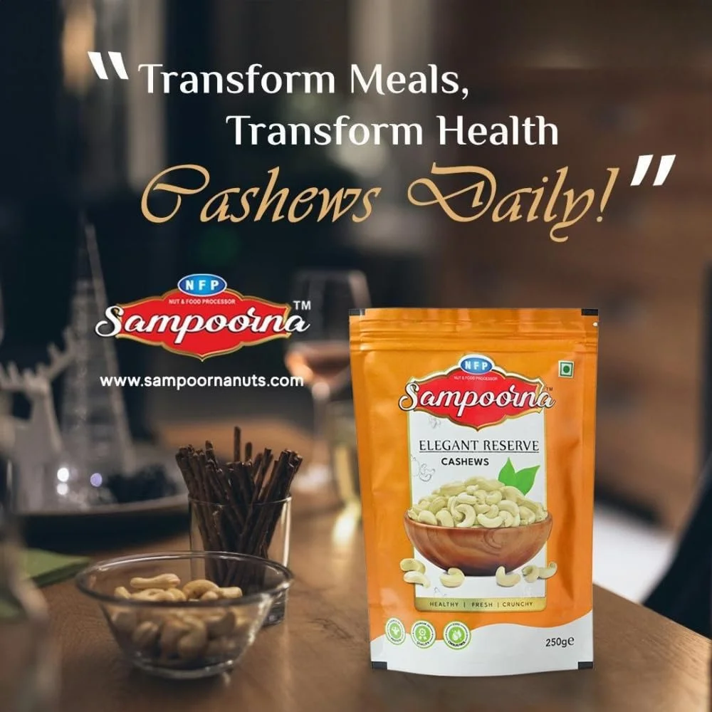  Sampoorna Premium Organic Cashew Nuts | Gluten-Free| Unsalted Dry Fruits Combo Pack 250g | 2 | Healthy Snack for Gifting| Cooking, Daily Use image 4