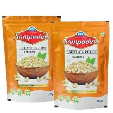 Sampoorna Premium Cashew Nuts W-320 Organic Unsalted 250g Pack of 2 | Gluten-Free Healthy Snack, Dry Fruits for Gifting, Daily Use, High-Quality Indian Kaju thumbnail 0