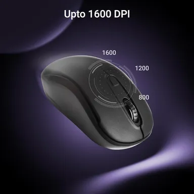 Zebronics Dash Pro 2.4GHz Wireless Mouse, Upto 1600 DPI, 3 Level DPI, High Precision, Power Saving Mode, Comfortable & Lightweight, for Mac | Laptop | Computer (Black) thumbnail 2