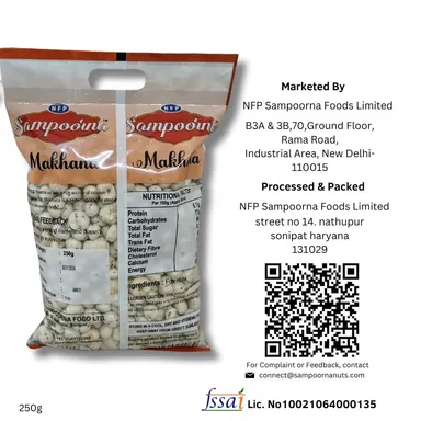 Sampoorna Plain Makhana | High Protein Foxnuts 250g Pack | Healthy Roasted Phool Makhana for Snacking| Fasting & Weight Loss thumbnail 1