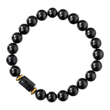 Black Tourmaline Bracelet for Protection & Healing | 8mm Gemstone Beaded Adjustable Bracelet for Men & Women by Manna Creations thumbnail 0