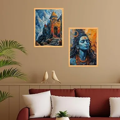 ASHAPURA GROUPS Set of 2 Large Framed Wall Paintings 24x18 Inch for Bedroom Office Home Decor Modern Canvas Art Wall Decoration thumbnail 0