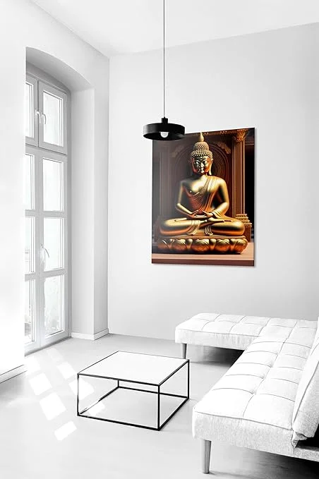 ASHAPURA GROUPS Buddha Canvas Wall Painting for Home Décor | Peaceful Meditating Buddha Artwork for Living Room, Bedroom, Office |Meditation Space image 3