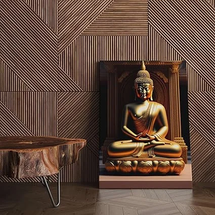 ASHAPURA GROUPS Buddha Canvas Wall Painting for Home Décor | Peaceful Meditating Buddha Artwork for Living Room, Bedroom, Office |Meditation Space image 4