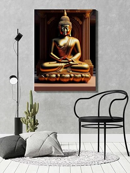 ASHAPURA GROUPS Buddha Canvas Wall Painting for Home Décor | Peaceful Meditating Buddha Artwork for Living Room, Bedroom, Office |Meditation Space image 1
