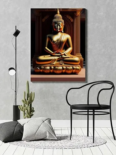 ASHAPURA GROUPS Buddha Canvas Wall Painting for Home Décor | Peaceful Meditating Buddha Artwork for Living Room, Bedroom, Office |Meditation Space thumbnail 0