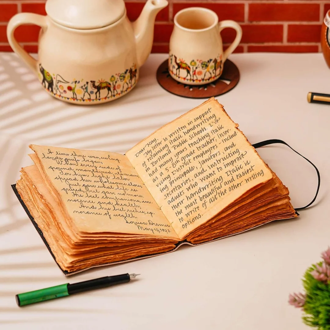 Premium Handmade Vintage Leather Diary Journal | Rustic Full‑Grain Leather Writing Notebook with Handmade Pages for Travel| Notes, Sketching & Gifts image 3
