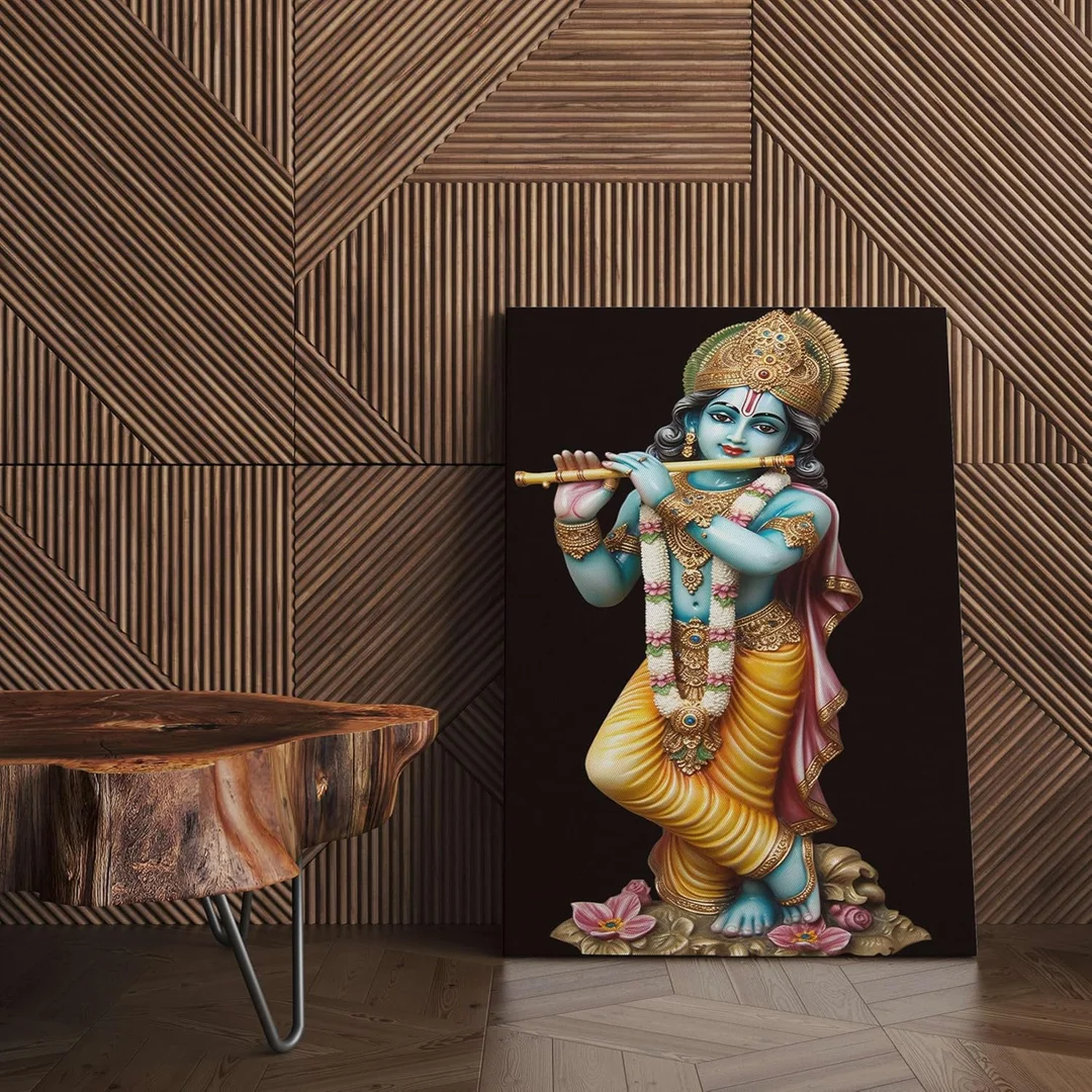 Traditional Radha Krishna Canvas Wall Painting image 3