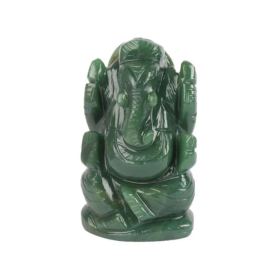 ASHAPURA GROUPS Green Aventurine Crystal Ganesha Idol Symbol of Good Luck, Wealth image 1