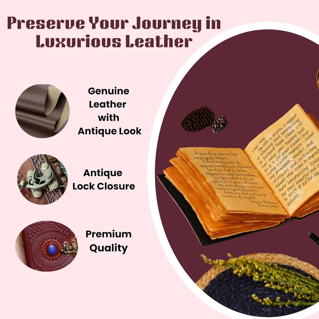 Vintage Handmade Genuine Leather Journal Premium Antique String Closure image 6