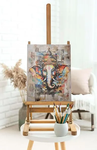ASHAPURA GROUPS Ganesha Canvas Wall Painting (22x34 inch) Hindu God Wall Art for Home. thumbnail 1