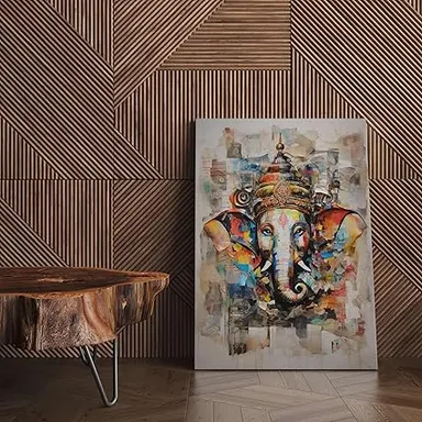 ASHAPURA GROUPS Ganesha Canvas Wall Painting (22x34 inch) Hindu God Wall Art for Home. thumbnail 2