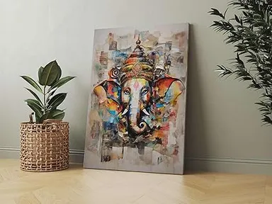 ASHAPURA GROUPS Ganesha Canvas Wall Painting (22x34 inch) Hindu God Wall Art for Home. thumbnail 3