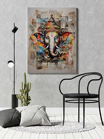 ASHAPURA GROUPS Ganesha Canvas Wall Painting (22x34 inch) Hindu God Wall Art for Home. image 1