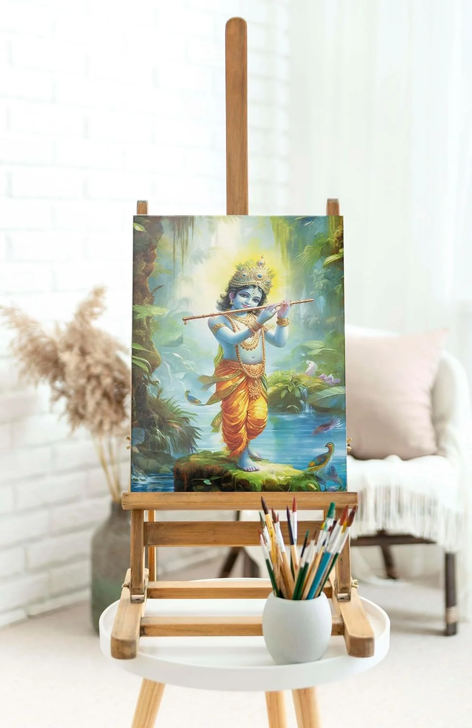 ASHAPURA GROUPS Radha Krishna Canvas Wall Painting 22x34 Inch Spiritual Religious Wall Art for Home Living Room Bedroom Pooja Room Decor image 2