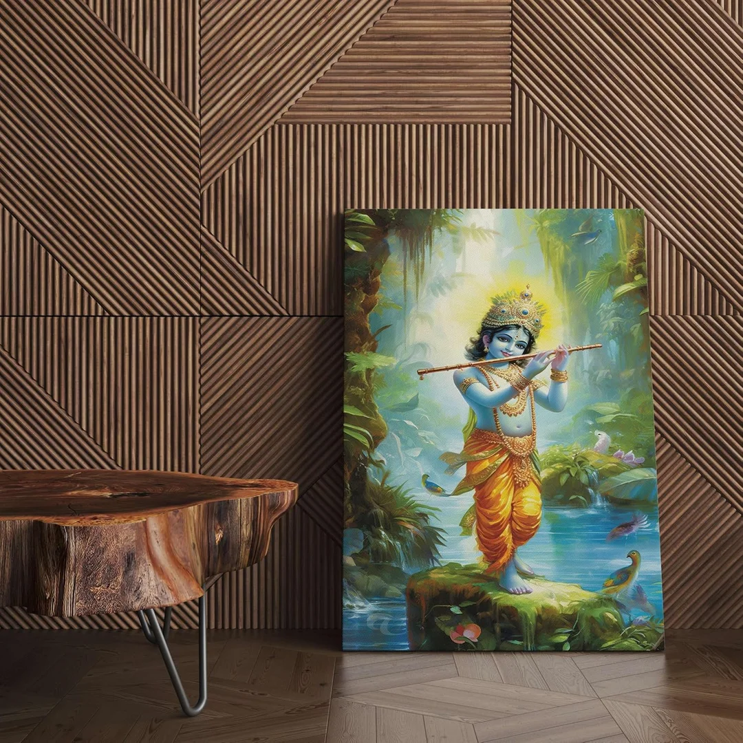 ASHAPURA GROUPS Radha Krishna Canvas Wall Painting 22x34 Inch Spiritual Religious Wall Art for Home Living Room Bedroom Pooja Room Decor image 3
