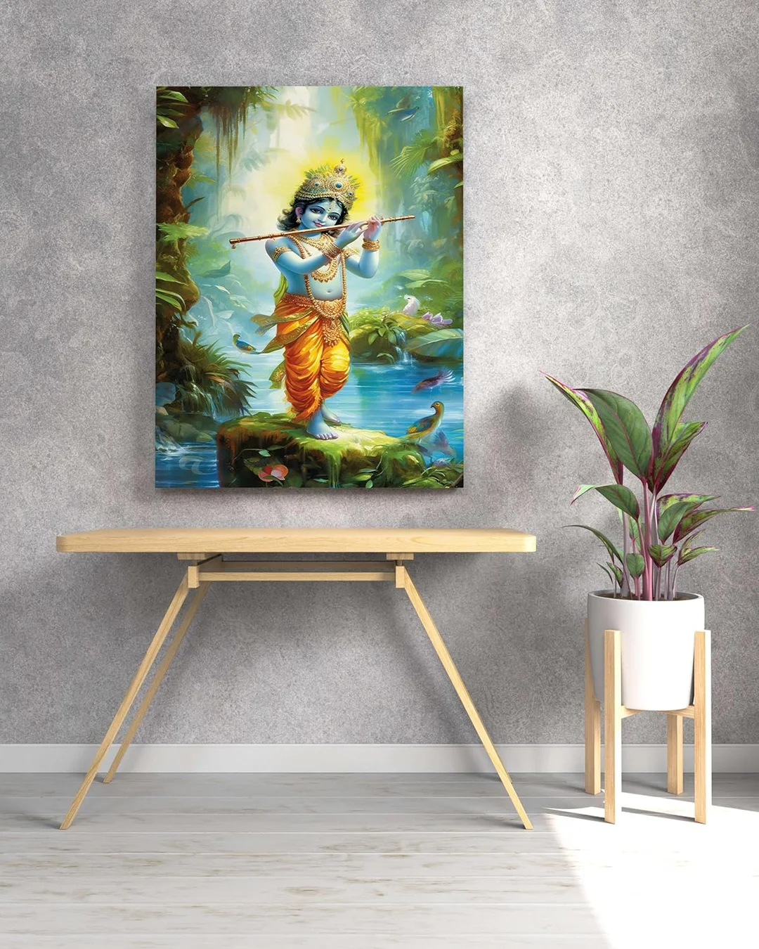 ASHAPURA GROUPS Radha Krishna Canvas Wall Painting 22x34 Inch Spiritual Religious Wall Art for Home Living Room Bedroom Pooja Room Decor image 5