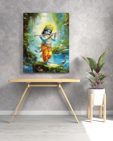 ASHAPURA GROUPS Radha Krishna Canvas Wall Painting 22x34 Inch Spiritual Religious Wall Art for Home Living Room Bedroom Pooja Room Decor thumbnail 4