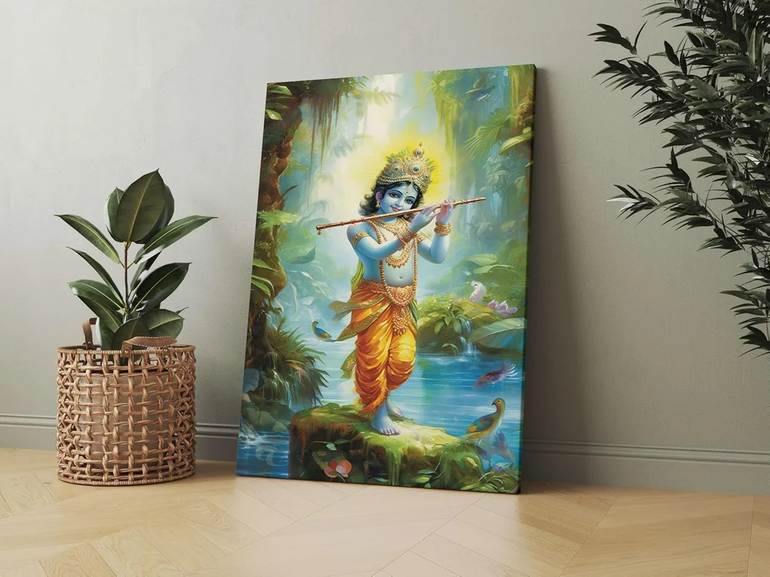 ASHAPURA GROUPS Radha Krishna Canvas Wall Painting 22x34 Inch Spiritual Religious Wall Art for Home Living Room Bedroom Pooja Room Decor image 7