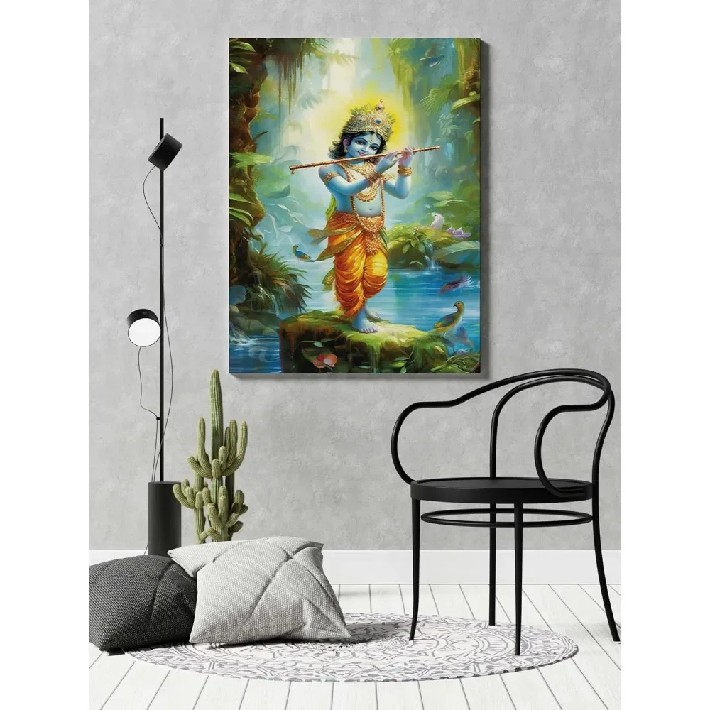 ASHAPURA GROUPS Radha Krishna Canvas Wall Painting 22x34 Inch Spiritual Religious Wall Art for Home Living Room Bedroom Pooja Room Decor image 1