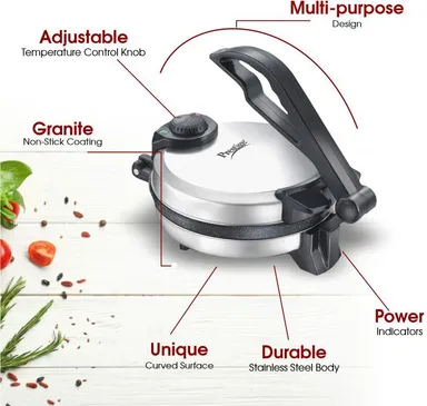 Prestige PRM 5.0 Electric Multi-Purpose Roti Maker and Khakra Maker with Non-Stick Plates for Daily Indian Home Cooking thumbnail 1