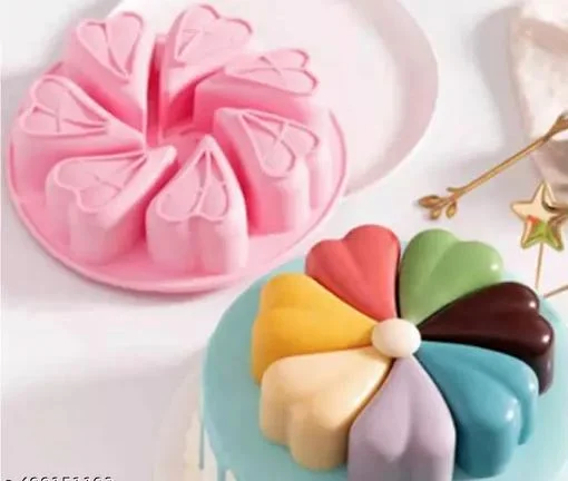 Heart Shaped Silicone Entremet Cake Mold with 3D Flowers image 1