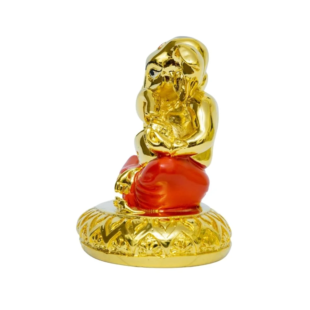 Gold Plated Ganesha Idol | 24KT Gold Plated Lord Ganesha Statue for Car Dashboard Home Decor & Office Gifting image 4