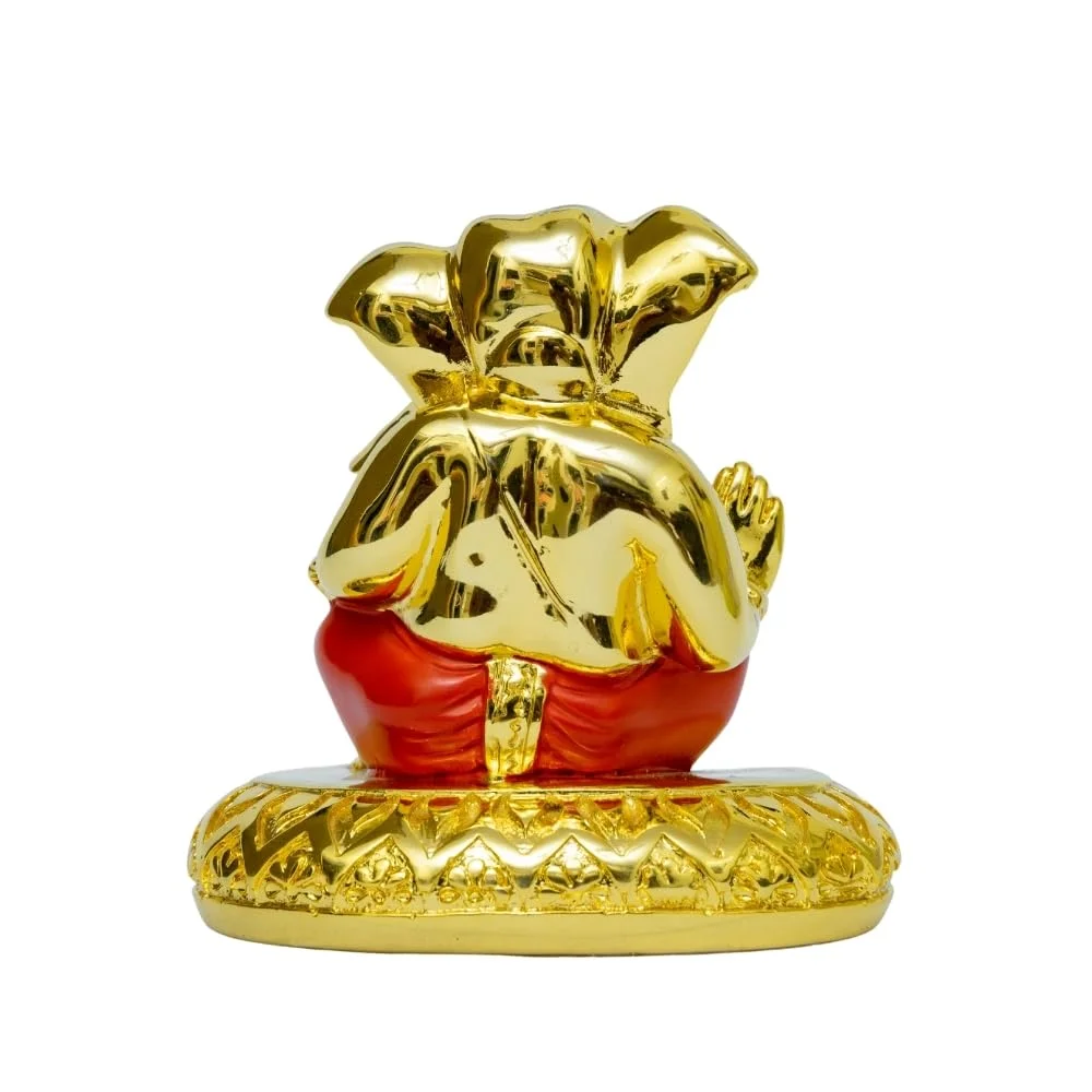 Gold Plated Ganesha Idol | 24KT Gold Plated Lord Ganesha Statue for Car Dashboard Home Decor & Office Gifting image 5