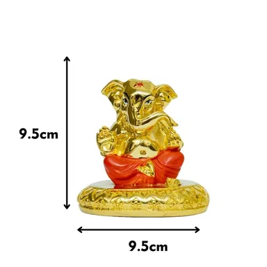 Gold Plated Ganesha Idol | 24KT Gold Plated Lord Ganesha Statue for Car Dashboard Home Decor & Office Gifting thumbnail 5