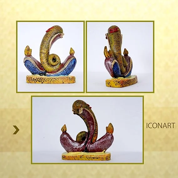White Marble Veena Ganesha Murti Statue Figurine for Home Decor | 20 cm Perfect for Puja and Living Room image 3