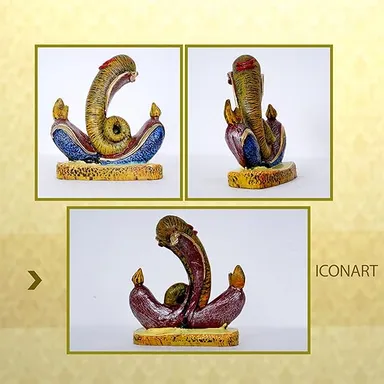 White Marble Veena Ganesha Murti Statue Figurine for Home Decor | 20 cm Perfect for Puja and Living Room thumbnail 2