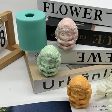 Ganesh Shape Silicone Candle Molds 3D Ganesha Epoxy Mould for DIY Handmade Crafts Aromatherapy thumbnail 3