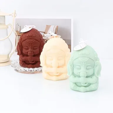 Ganesh Shape Silicone Candle Molds 3D Ganesha Epoxy Mould for DIY Handmade Crafts Aromatherapy thumbnail 0