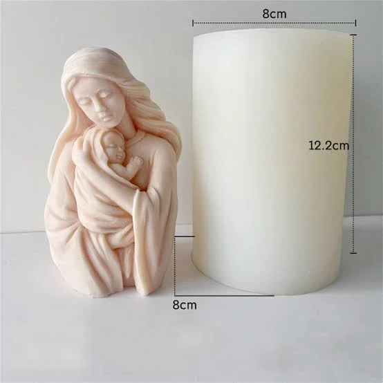 3D Silicone Candle Mould Set – Child in Mother Hand & Spiral Texture Design – DIY Candle, Soap & Clay Making Moulds (Set of 2) image 2