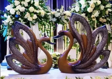 ​Elegant Swan and Duck Pair Resin Showpiece – 8.5" Brown Decorative Sculpture for Home Décor​ thumbnail 0