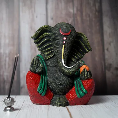 Handicrafts Resin Sitting Lord Ganesha Idol | Vinayaka Statue for Pooja, Home & Office Decor, Gifting & Entrance Figurine thumbnail 1