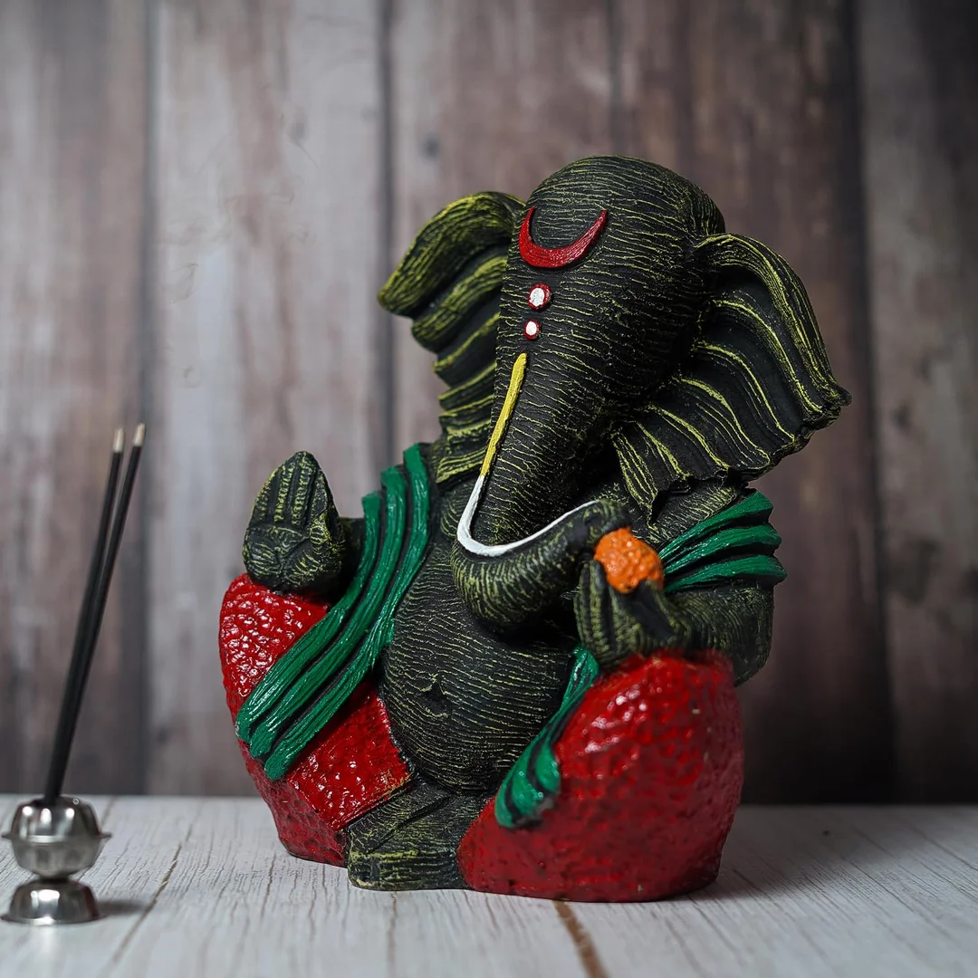 Handicrafts Resin Sitting Lord Ganesha Idol | Vinayaka Statue for Pooja, Home & Office Decor, Gifting & Entrance Figurine image 4